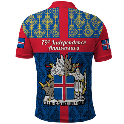 17 June Iceland National Day Polo Shirt Icelandic Folk Pattern
