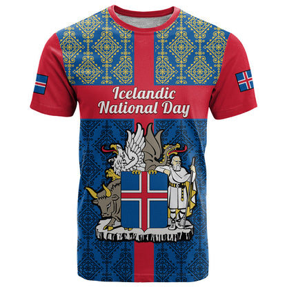 17 June Iceland National Day T Shirt Icelandic Folk Pattern