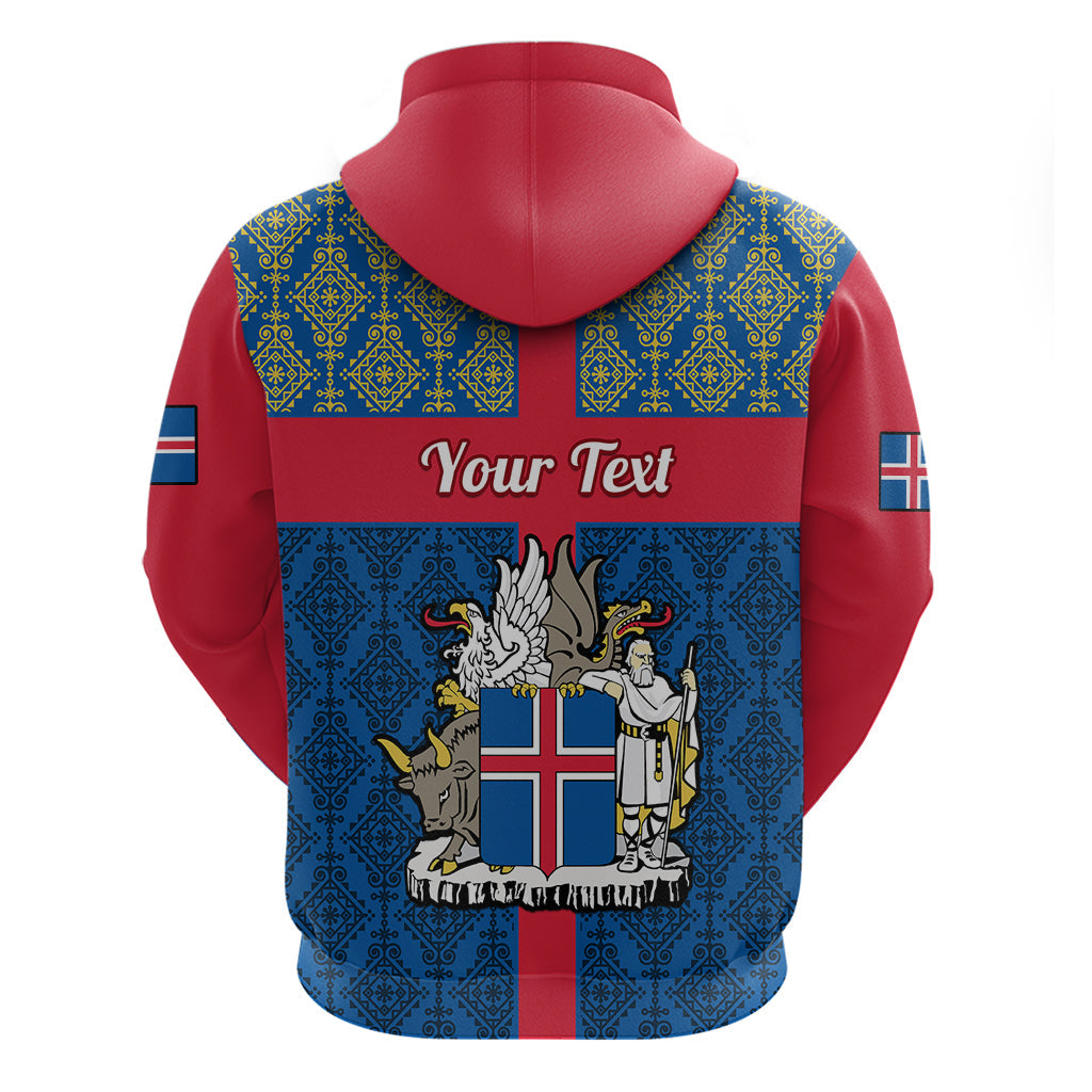 Personalised 17 June Iceland National Day Hoodie Icelandic Folk Pattern