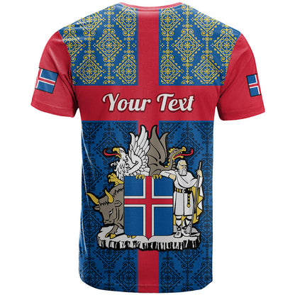 Personalised 17 June Iceland National Day T Shirt Icelandic Folk Pattern