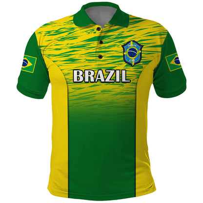 Custom Brazil Football Polo Shirt 2023 World Cup Go Selecao Gradient Style