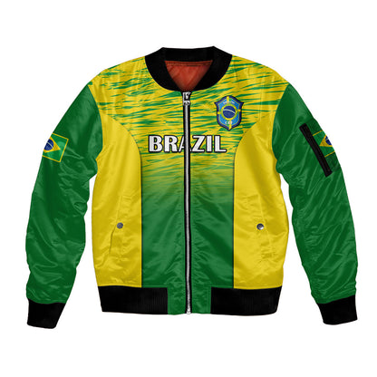 Custom Brazil Football Sleeve Zip Bomber Jacket 2023 World Cup Go Selecao Gradient Style