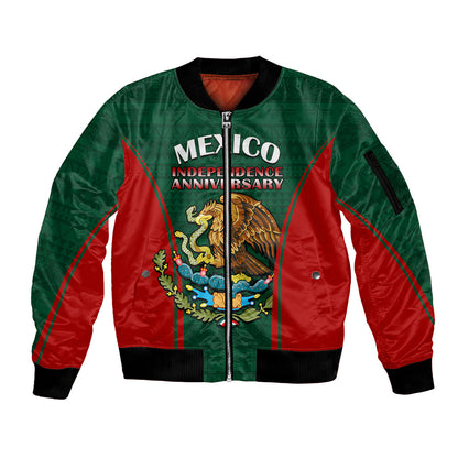 Custom Mexico Independence Day Sleeve Zip Bomber Jacket Happy 213th Anniversary Mexican Proud