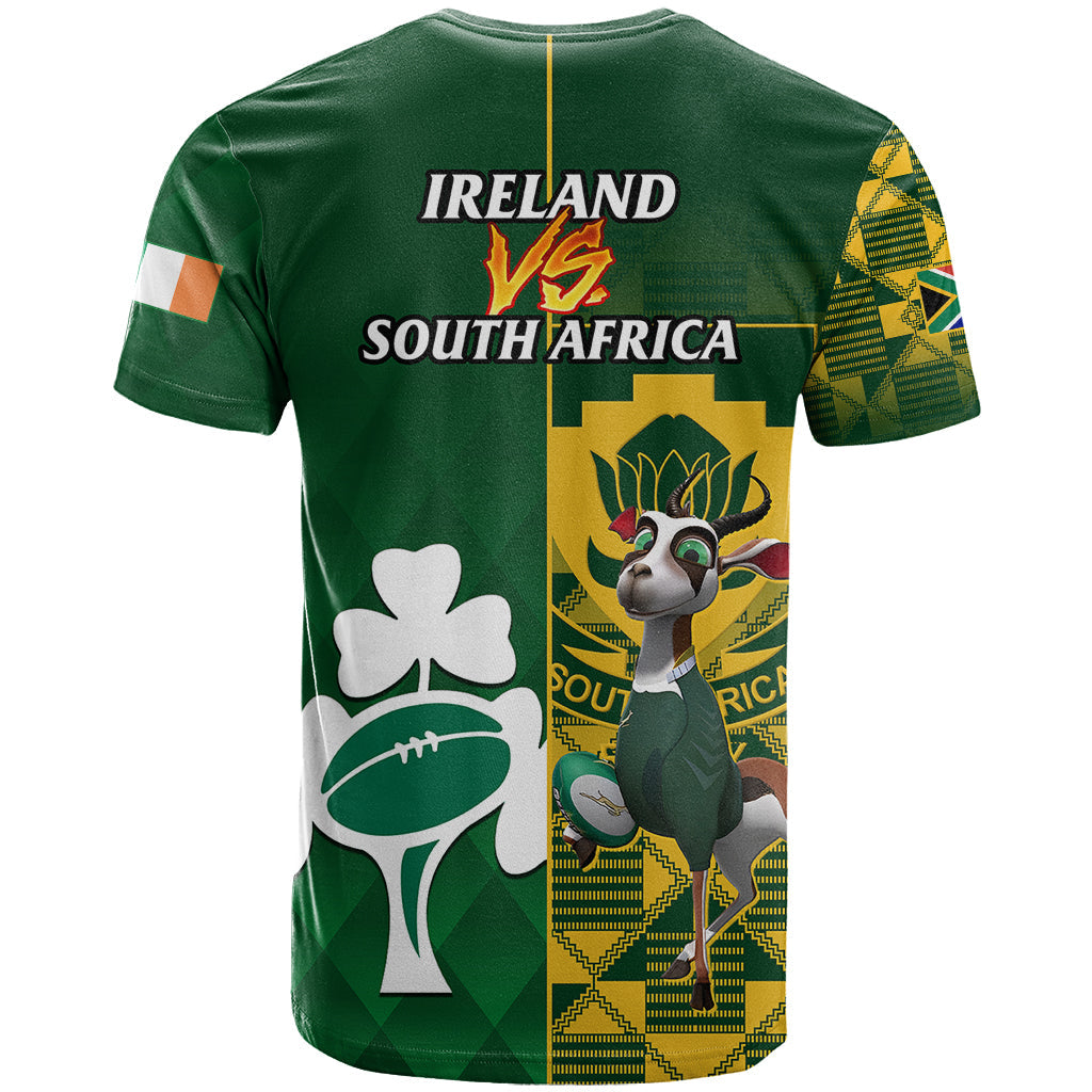 South Africa And Ireland Rugby T Shirt 2023 World Cup Springboks Shamrocks Together