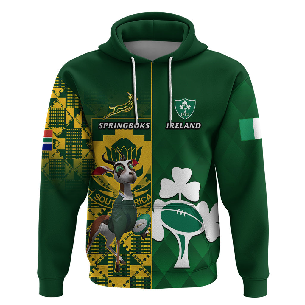Custom South Africa And Ireland Rugby Hoodie 2023 World Cup Springboks Shamrocks Together