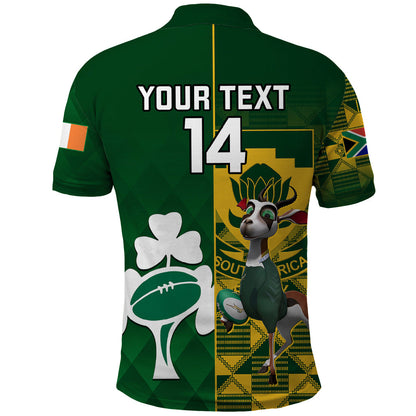 Custom South Africa And Ireland Rugby Polo Shirt 2023 World Cup Springboks Shamrocks Together