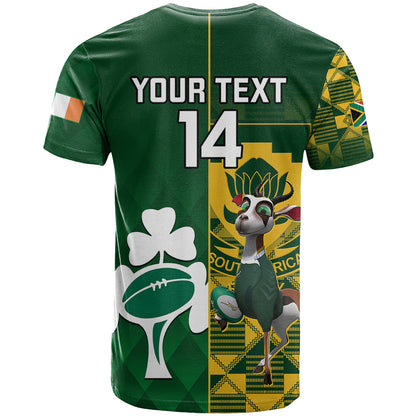 Custom South Africa And Ireland Rugby T Shirt 2023 World Cup Springboks Shamrocks Together