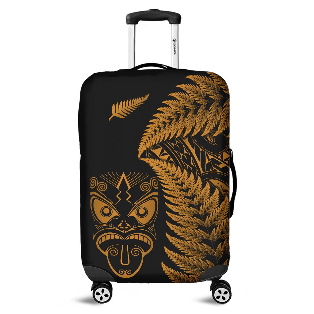 New Zealand Haka Rugby Maori Luggage Cover Silver Fern Vibes Gold