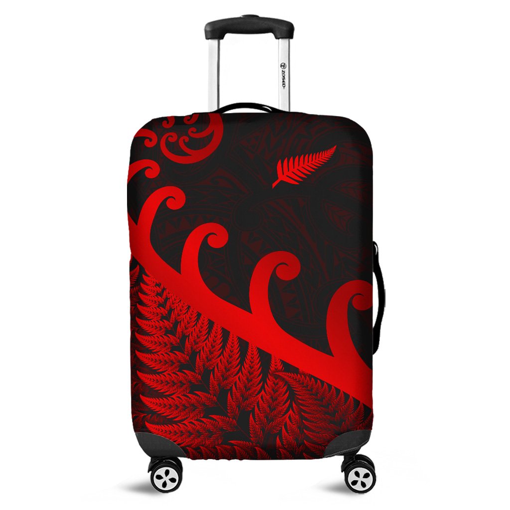 New Zealand Rugby Maori Luggage Cover Silver Fern Koru Vibes Red