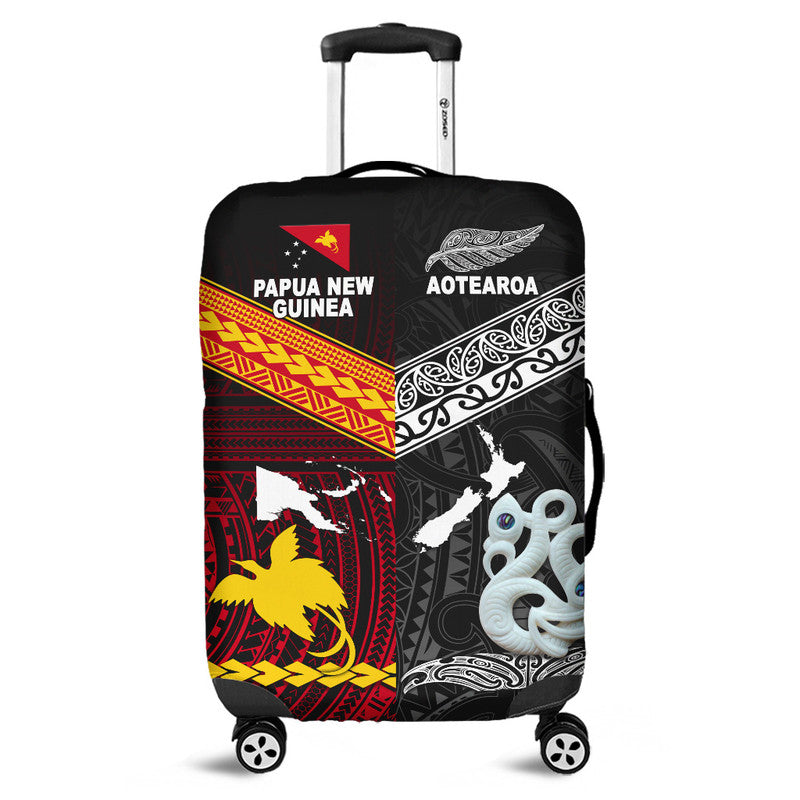 New Zealand And Papua New Guinea Luggage Cover Together Black