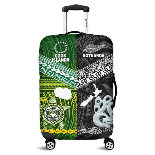 New Zealand And Cook Islands Luggage Cover Together Black