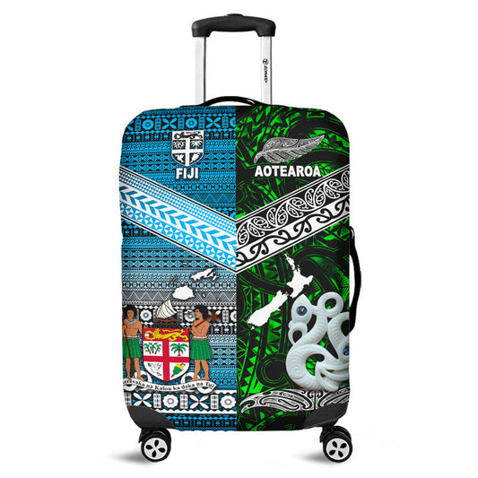 New Zealand And Fiji Luggage Cover Together Green