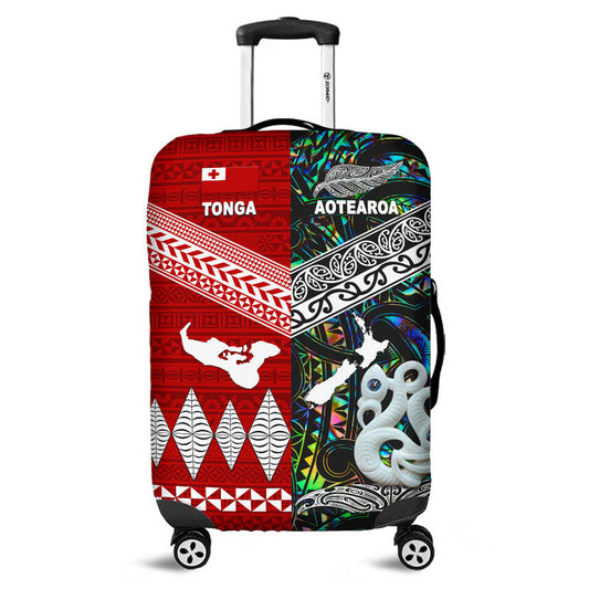 New Zealand And Tonga Luggage Cover Together Paua Shell