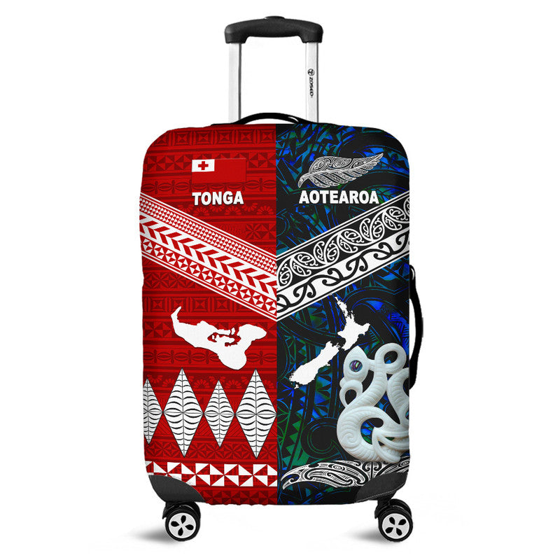 New Zealand And Tonga Luggage Cover Together Blue