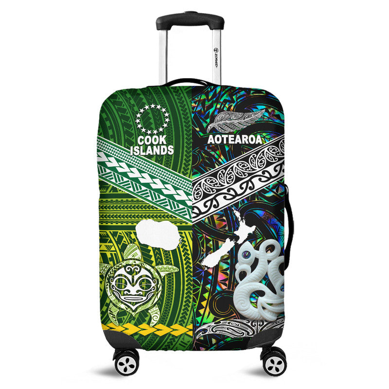 New Zealand And Cook Islands Luggage Cover Together Paua Shell