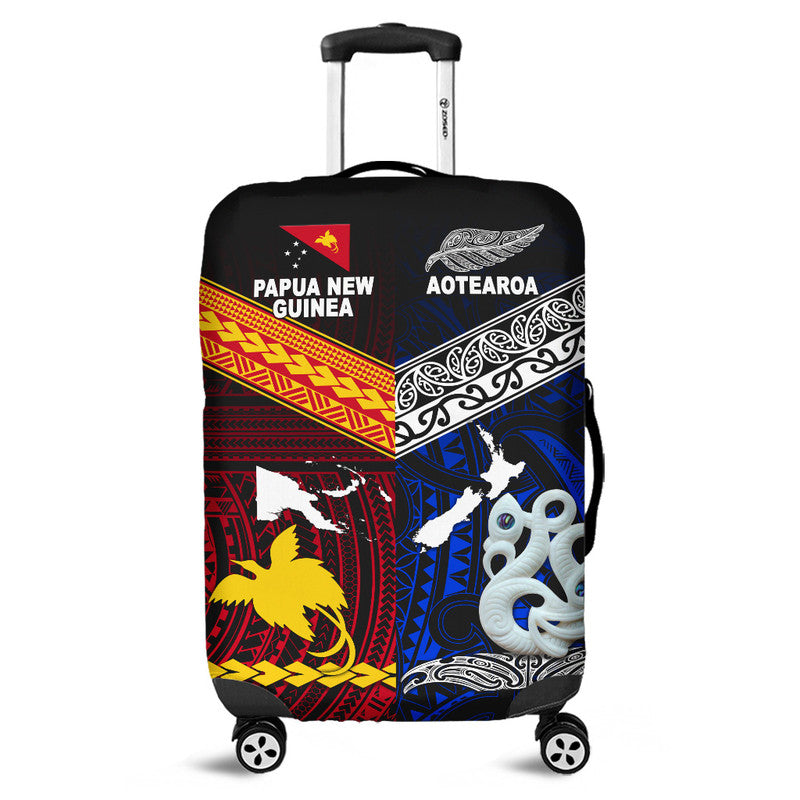 New Zealand And Papua New Guinea Luggage Cover Together Blue