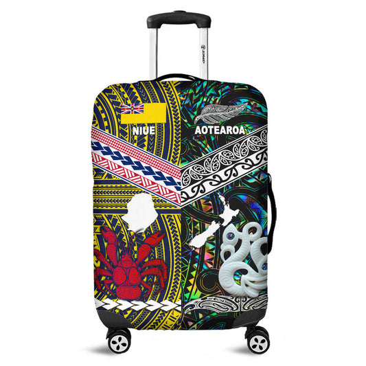 New Zealand And Niue Luggage Cover Together Paua Shell