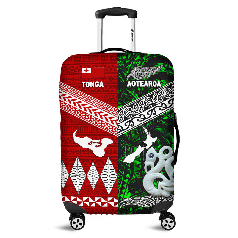 New Zealand And Tonga Luggage Cover Together Green