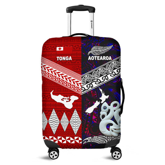 New Zealand And Tonga Luggage Cover Together Purple