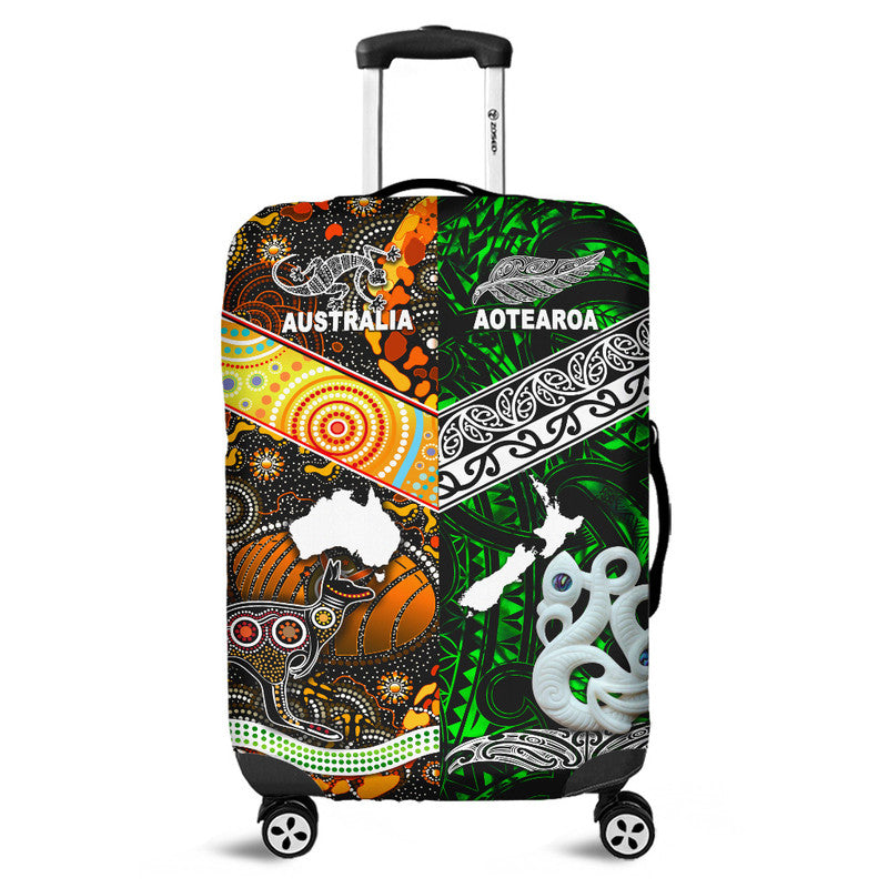 New Zealand Maori Aotearoa And Australia Aboriginal Luggage Cover Together Green