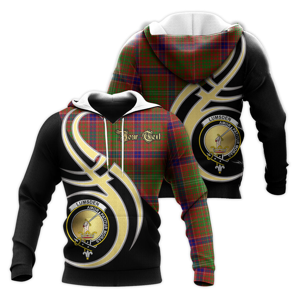Printivon Lumsden Clan Believe In Me Crest Tartan Knitted Hoodie Custom Your Text