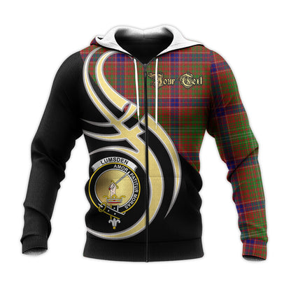 Printivon Lumsden Clan Believe In Me Crest Tartan Knitted Hoodie Custom Your Text