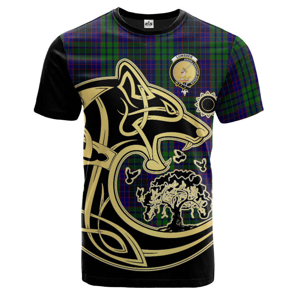 Printivon Lumsden Green Crest Celtic Wolf Tartan T Shirt Custom Your Text