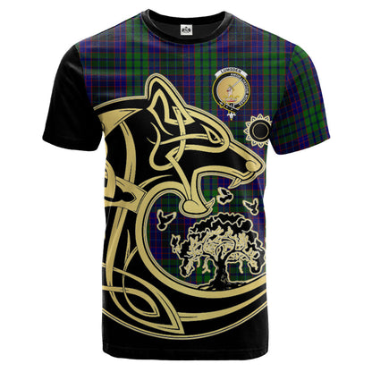 Printivon Lumsden Green Crest Celtic Wolf Tartan T Shirt Custom Your Text