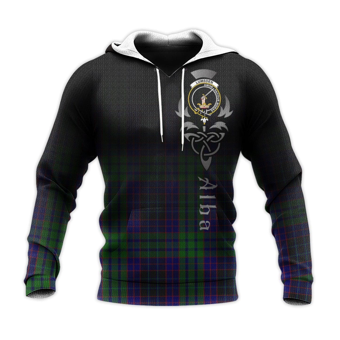 Printivon Lumsden Green Tartan Crest Alba Celtic Hoodie