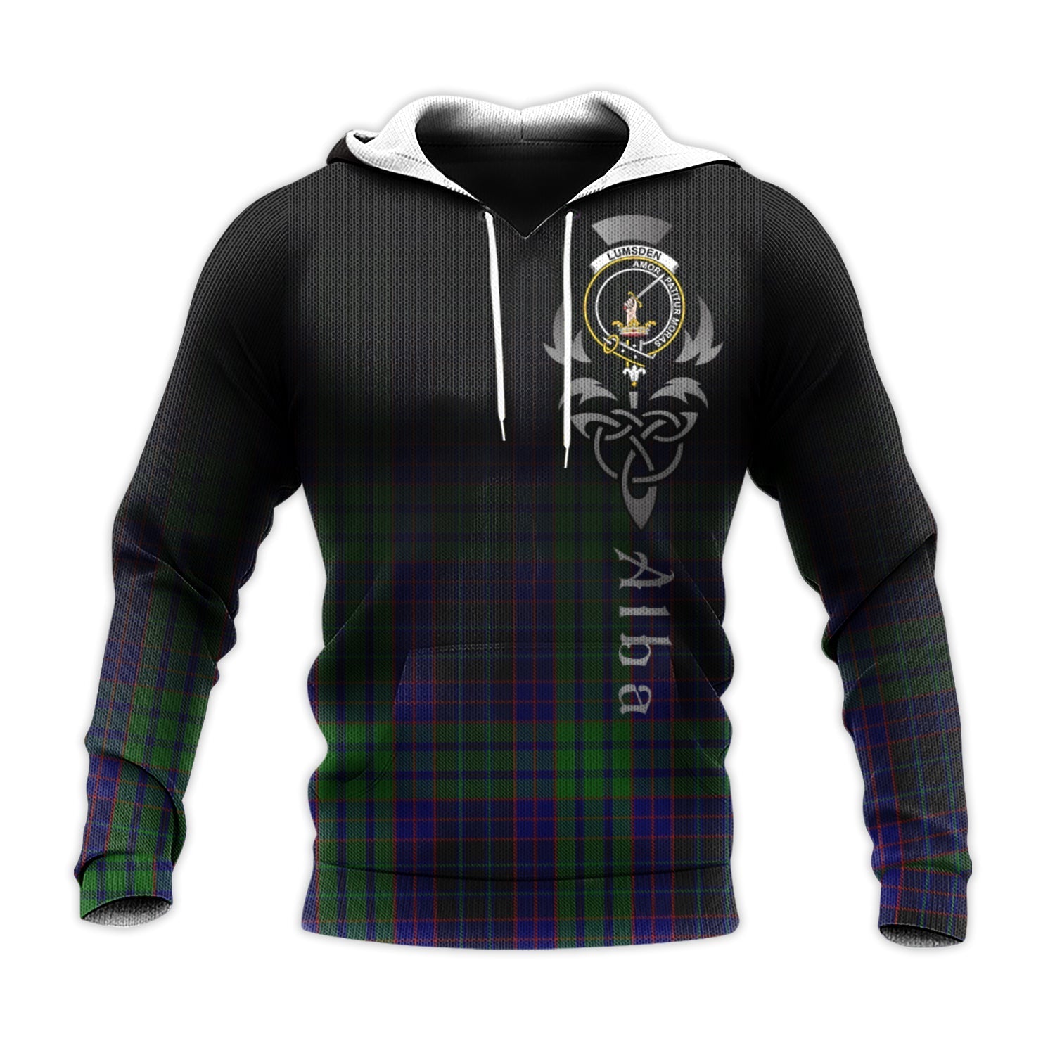 Printivon Lumsden Green Tartan Crest Alba Celtic Hoodie