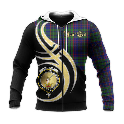 Printivon Lumsden Green Clan Believe In Me Crest Tartan Knitted Hoodie Custom Your Text