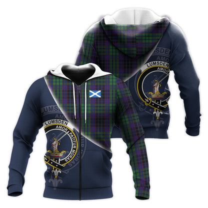 Printivon Lumsden Green Tartan Scottish Crest Hoodie