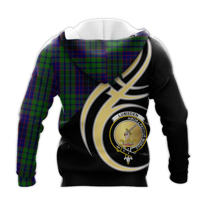 Printivon Lumsden Green Clan Believe In Me Crest Tartan Knitted Hoodie Custom Your Text