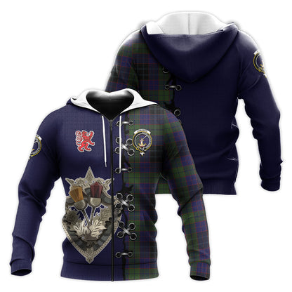 Printivon Lumsden Hunting Tartan Hoodie Lion Rampant And Celtic Thistle Style