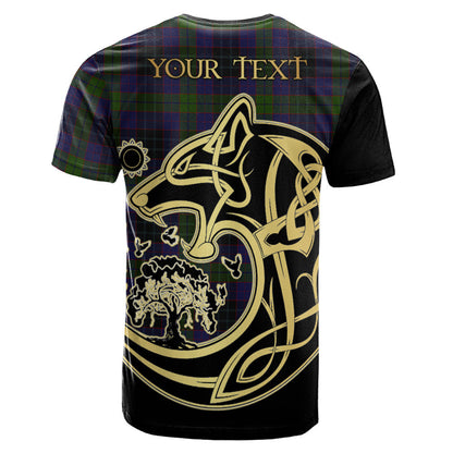 Printivon Lumsden Hunting Crest Celtic Wolf Tartan T Shirt Custom Your Text