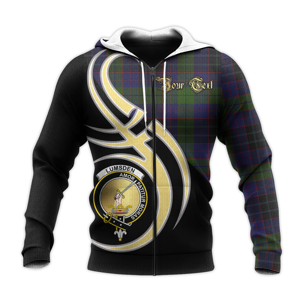 Printivon Lumsden Hunting Clan Believe In Me Crest Tartan Knitted Hoodie Custom Your Text