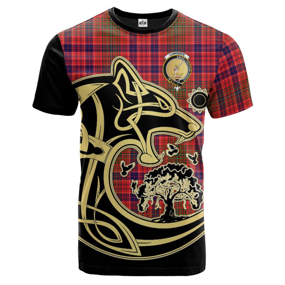 Printivon Lumsden Modern Crest Celtic Wolf Tartan T Shirt Custom Your Text