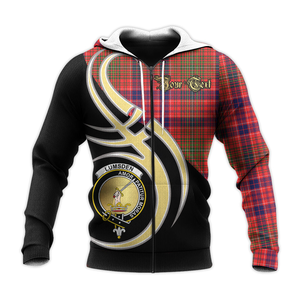 Printivon Lumsden Modern Clan Believe In Me Crest Tartan Knitted Hoodie Custom Your Text