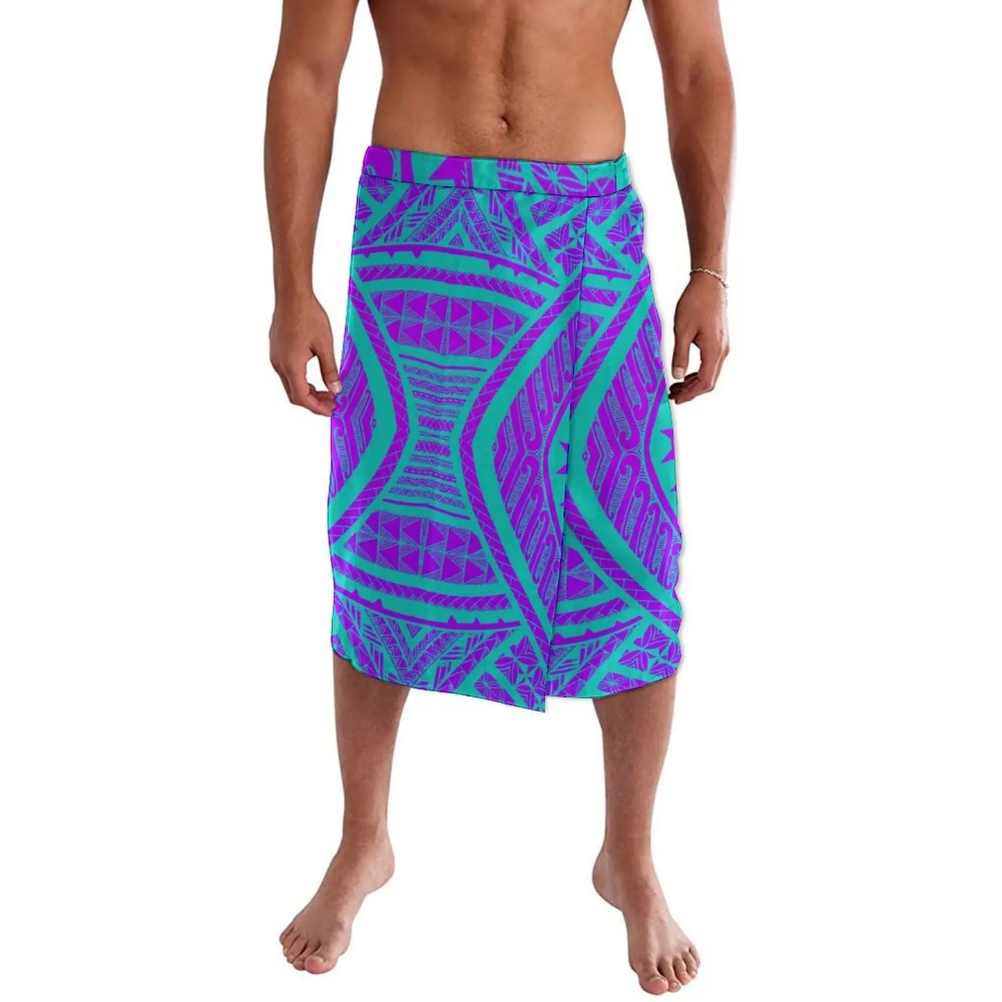 Summer Pacific Islands Traditional Polynesian Tribal Pattern Ie Faitaga Lavalava Island Wear Wrap Skirt For Men