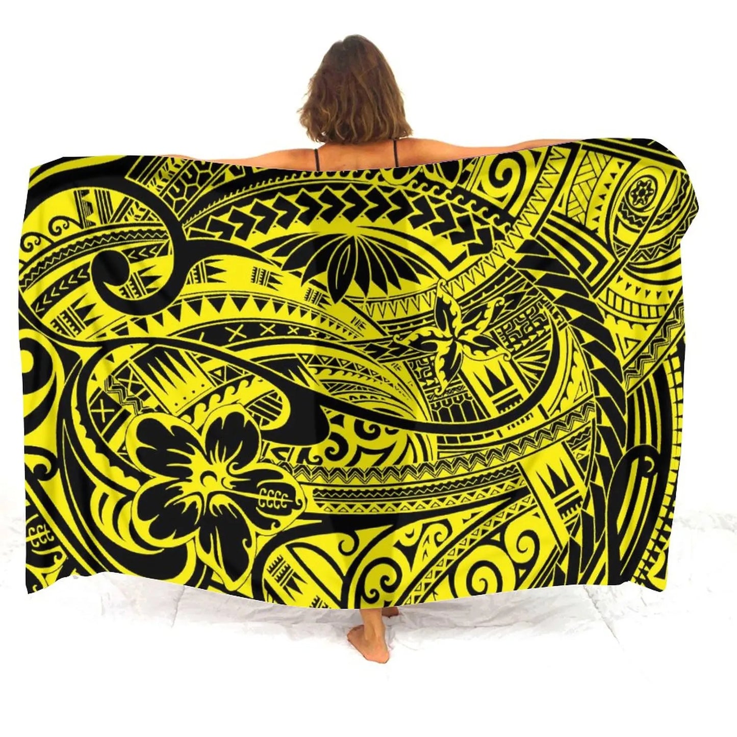 Polynesian Tropical Pattern Sarong Polynesian Tribal Yellow Beach Women's Sarong