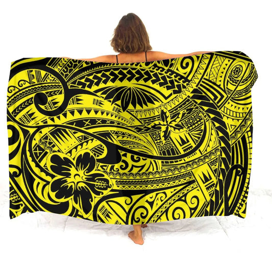 Polynesian Tropical Pattern Sarong Polynesian Tribal Yellow Beach Women's Sarong