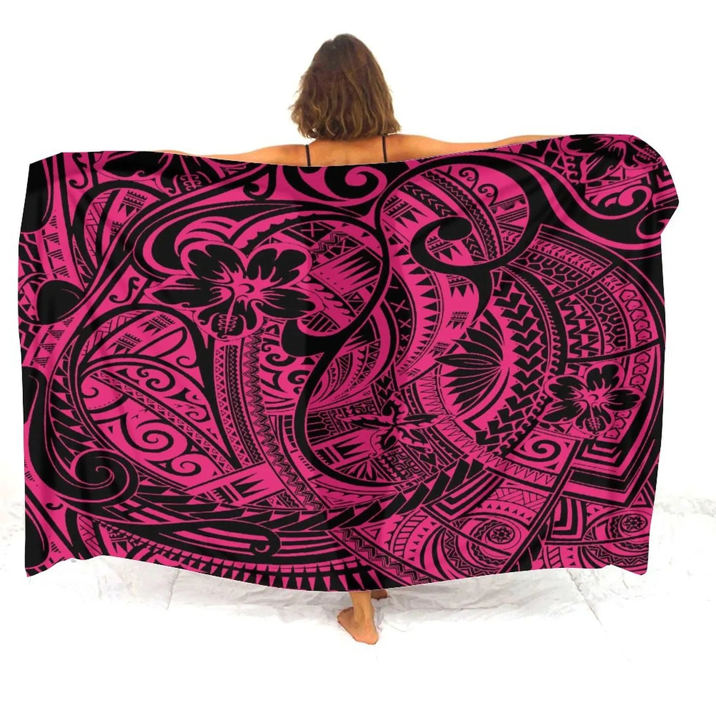 Polynesian Tropical Pattern Sarong Polynesian Tribal Yellow Pink Women's Sarong