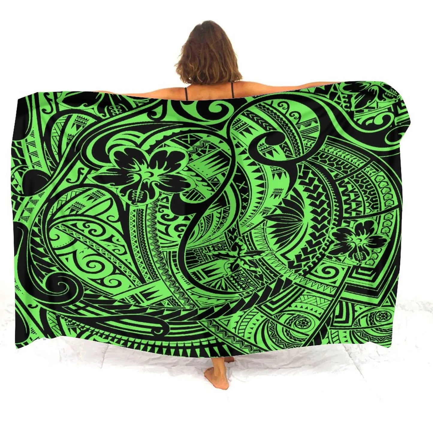 Polynesian Tropical Pattern Sarong Polynesian Tribal Green Women's Sarong