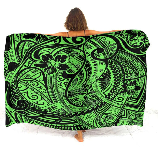 Polynesian Tropical Pattern Sarong Polynesian Tribal Green Women's Sarong