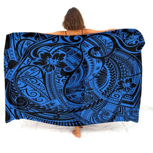 Polynesian Tropical Pattern Sarong Polynesian Tribal Blue Beach Women's Sarong