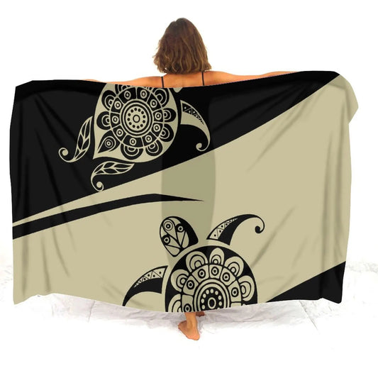 Polynesian Sea Turtle Pattern Sarong Polynesian Tribal Gold Women's Sarong
