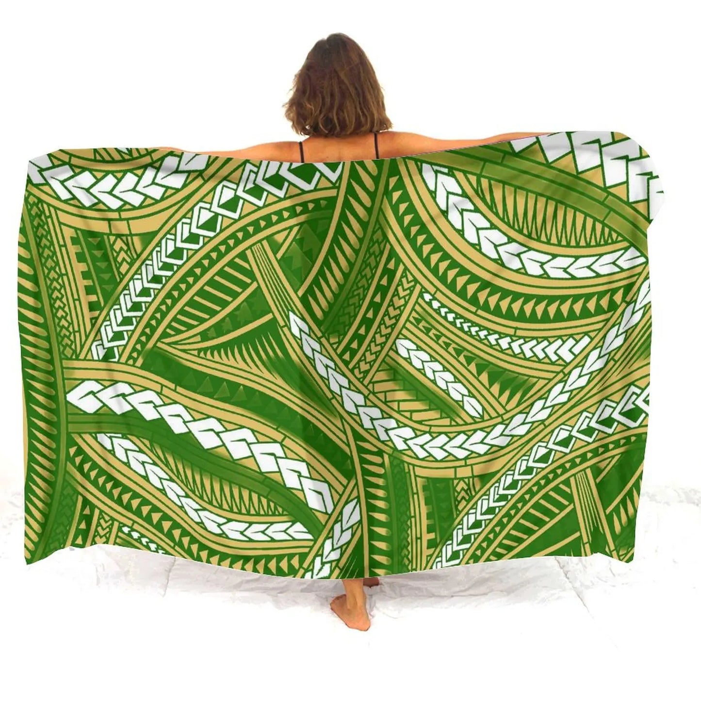 Polynesian Tribal Sarong Polynesian Green Printed Beach Women's Sarong