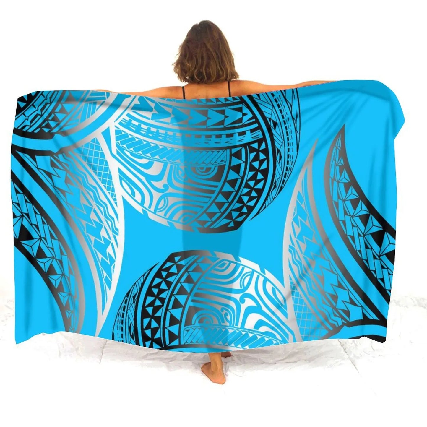 Polynesian Tribal Blue Sarong Polynesian Printed Beach Women's Sarong