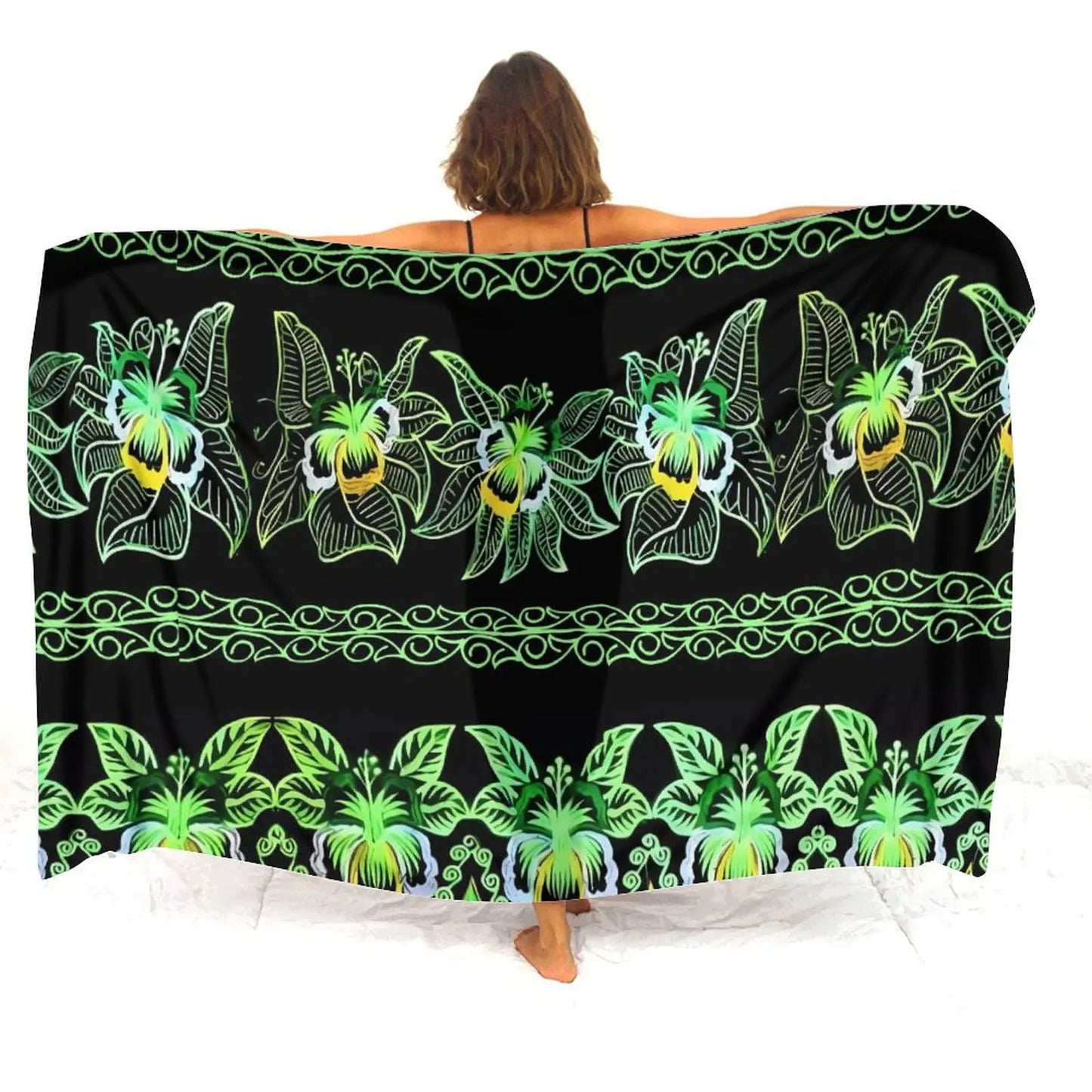 Polynesian Flowers Pattern Sarong Polynesian Printed Beach Women's Sarong