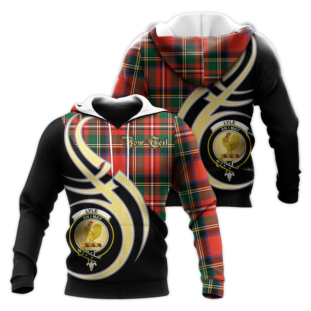 Printivon Lyle Clan Believe In Me Crest Tartan Knitted Hoodie Custom Your Text